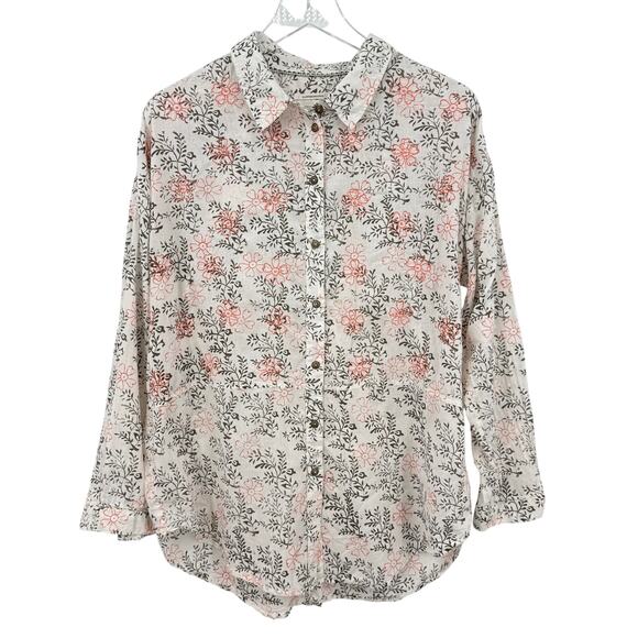 Anthropologie Enchanted Floral Embroidered Button Down Shirt Size Med / Large - Picture 1 of 12